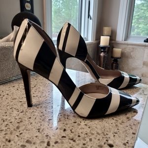 INC black white stripe heels